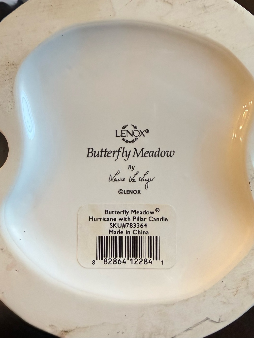 Lenox Butterfly Meadow 2pc Lot-Hurricane Candleholder & “Welcome Friends” Trivet - Picture 4 of 6